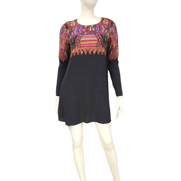 Cynthia Vincent Boho Tribal Print Mini Dress size XS - Picture 2 of 8
